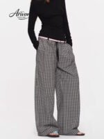 Lazy Check Relaxed Wide-Leg Trousers