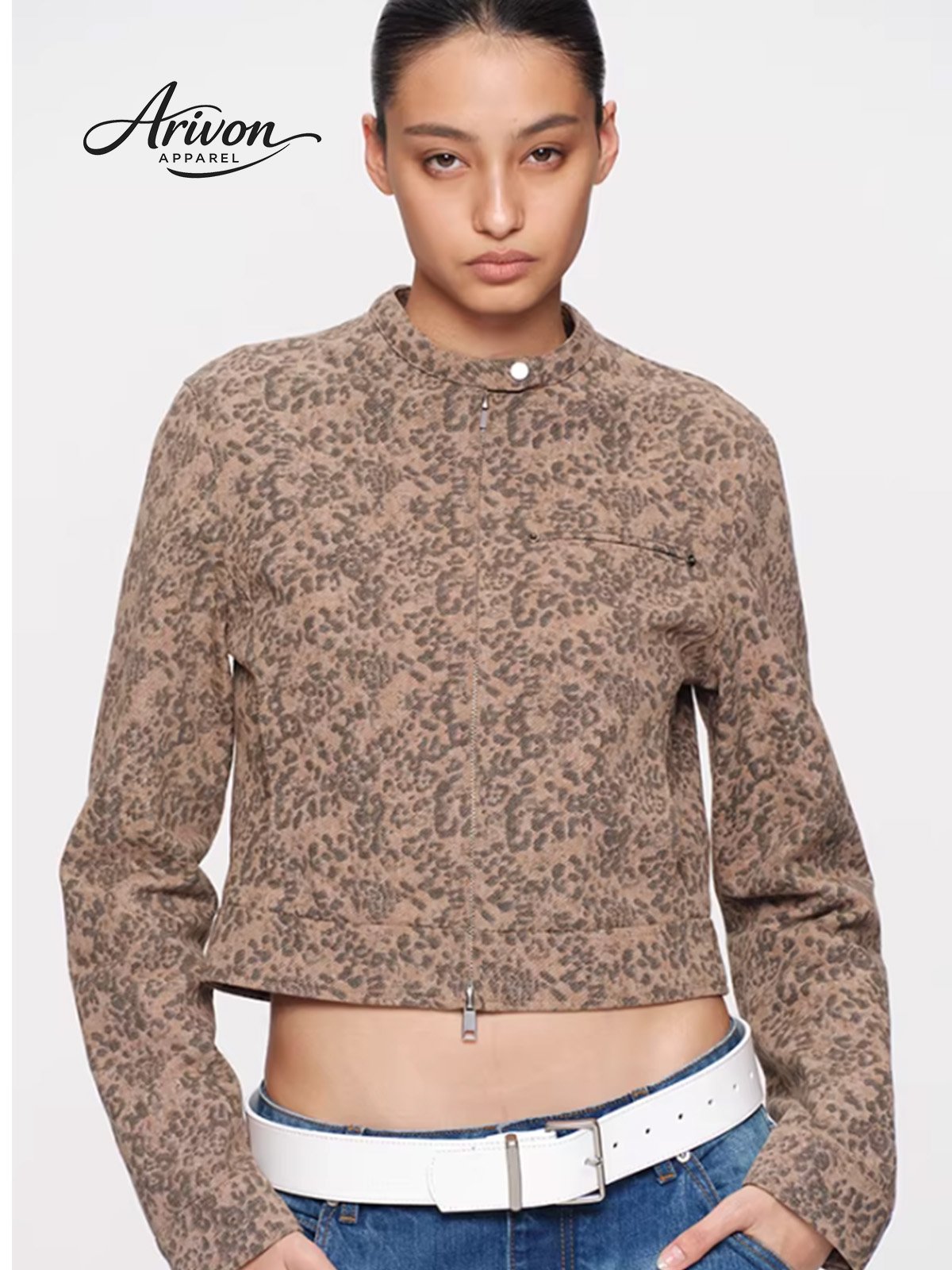 21logo Wild Texture Leopard Crop Jacket - Image 1