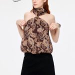 Golden Paisley Halter Camisole