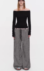 Lazy Check Relaxed Wide-Leg Trousers - Image 3
